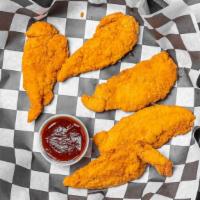 Chicken Fingers · Breaded Chicken Strips Served with a side of BBQ Sauce