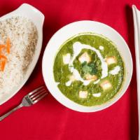 Palak Paneer · Spinach with homemade farmer cheese.