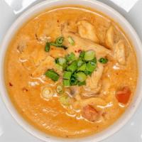 Tom Kha Soup (Already #2 Spicy) · Spicy. 100% pure coconut milk with lime leaf, button mushrooms, lemongrass and tomato garnis...