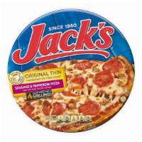 Jack'S Pizza Pepperoni And Sausage  · Jack's Pizza Pepperoni and Sausage Style Thin Crust Pizza 12 inch