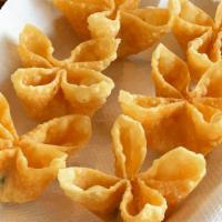 Crab Rangoon (6) · Cream cheese with imitation crab meat in wonton wrapper. Comes with our homemade Plum Sauce