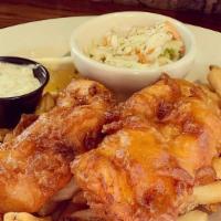 Fish N Chips 3 Piece · Our famous beer battered fish & chips with house-made tartar sauce ad slaw