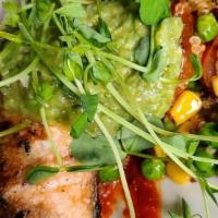 Salmon Dinner · White bean cassoulet, asparagus, horseradish-chive crème fraiche
