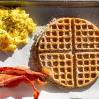The Regular · Waffle, eggs, and your choice of bacon or sausage. Add flats, drums or chicken substitutions...