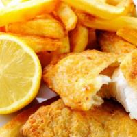 Fish Fry (2) · Serves with french fries and coleslaw.