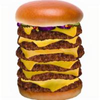 The Beast · 6, Black Angus Steakburgers, 6  slices of Melted American Cheese, Pickles, sweet red onions ...