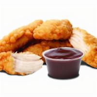 Premium Chicken Strips (4) · 100% premium all white meat chicken tenderloin served with your choice of sauce
