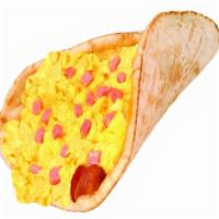 Breakfast Club On Pita · Scrambled Eggs and ham mixed together, bacon, American cheese, served on butter toasted pita...
