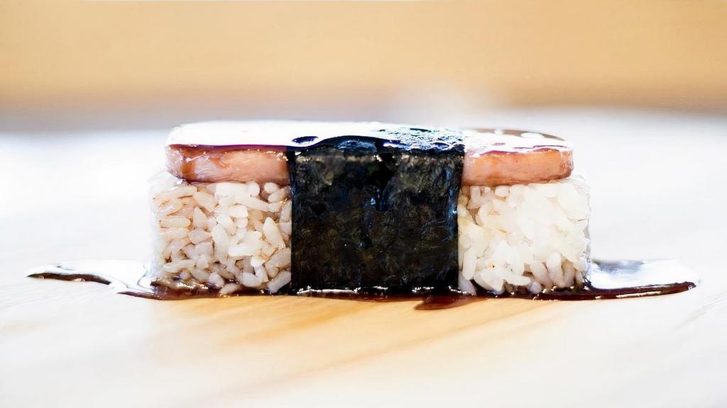 Musubi [*Gf] · SPAM (Glazed with our Sweet Soy)  + White Sushi Rice + Nori Seaweed Wrap.