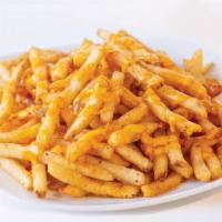 Famous Fries · Salt and pepper seasoned fries with our signature blend of seasoning and drizzled with Boom ...