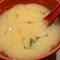Miso Soup · Traditional Japanese soup made from soybean base.