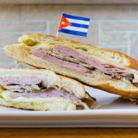 Cuban Sandwich · Ham, Roasted Pork, Swiss Cheese, Mustard and Pickles