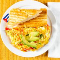 Vegetable Omelet · Dice Potatoes, Grilled Peppers, Eggs, Tomato, Avocado and Cheese