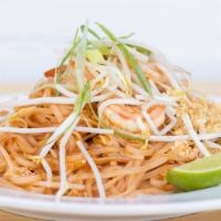 Pad Thai · Rice noodle with our homemade sauce, wok fried with egg, green onion, fresh bean sprouts wit...
