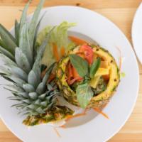 Pineapple Curry · Red curry, coconut milk, fresh sliced pineapple, broccoli, carrot, bell pepper, and fresh ba...