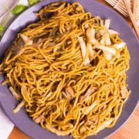 Chicken Lo Mein · Served with choice of rice and choice of side.