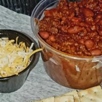Warm Me Up Chili Bowl · Chili w/ Beans - Crackers & Cheese on the side.