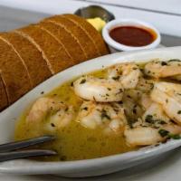Steamed Shrimp · Twelve jumbo shrimp steamed in herbs,. celery, and white wine. Served with lemons,. brown br...