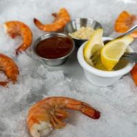 P&E Shrimp (12) · Jumbo peel and eat shrimp served on a bed. of ice with Kilkenny’s cocktail sauce and. horser...