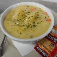 Potato Soup · The house favorite! A creamy blend of potatoes, leeks, onions and carrots.