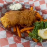 Fish & Spf Lunch · One piece of Beer-battered Icelandic Cod, fried golden brown and served with sweet potato fr...