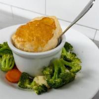 Fisherman'S Pie · A pot of fresh shrimp, cod and scallops. married with leeks and mushrooms inside. a flakey, ...