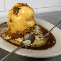 Sticky Toffee Pudding · Ice cream on top of pound cake, pan-fried in sticky, buttery caramel toffee and topped with ...
