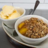 Cobbler · Hot fruit filling with a crumb topping