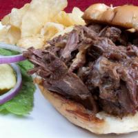 Pot Roast Sandwich · Slow-cooked, melt-in-your-mouth pot roast, served on a toasted bun with a side of Jersey’s B...