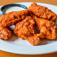 Wings - Buffalo (Blazing Hot) · premium breaded wings, cooked to perfection and smothered in blazing hot buffalo sauce  (app...