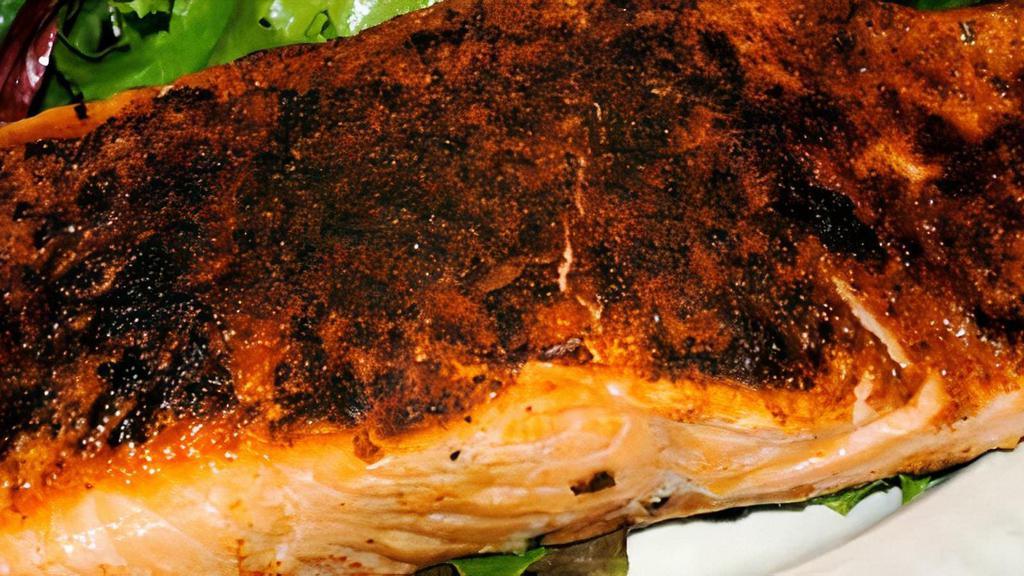 Blackened Salmon · Fresh Salmon Blackened to Perfection and served with Broccoli.
*Note temporary price increase
Includes House Salad - Substitute Soup for $1 more