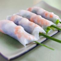 Gỏi Cuốn (2)  · Fresh spring rolls with shrimp and roast pork, served with peanut sauce