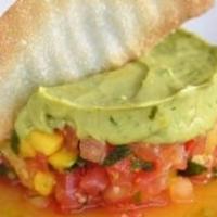 Tuna Salsa Dip · Tuna, mango, grapefruit, cilantro, orange, and avocado puree.