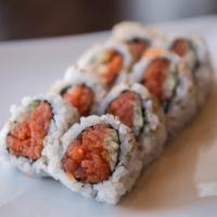 Spicy Tuna Roll · Tuna, chili oil, and cucumber.

Consuming raw or undercooked meats, seafood, shellfish or eg...
