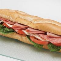 Italian · Premium genoa salami, cooked ham and pepperoni with lettuce and tomato on a 12