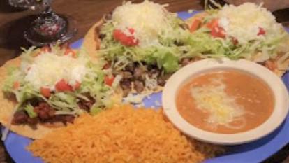 3 Taco Dinner · Topped with lettuce, and tomato. Served with rice and beans topped with cheese. Served on corn or flour tortillas.