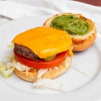 Cali Burger · Guacamole, American Cheese, Pickles, Lettuce, Tomato & Mayo.