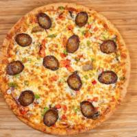 Classico Italiano Pizza · Loaded with pepperoni, Italian sausage, Canadian bacon, onions, mushrooms, red and green pep...