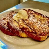 Gc French Toast (Dd) · three pieces of french toast dipped and grilled golden, served with whipped butter and warm ...