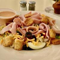 Chef Salad · atkin’s friendly... ham, turkey, american cheese, hard boiled egg, green peppers, tomatoes, ...