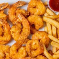 15 Jumbo Shrimp · Includes fries and coleslaw.