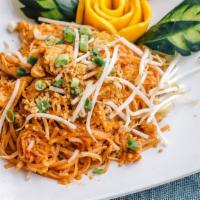 Chicken Pad Thai By Thai55 · By Thai55. Chicken, stir-fried thin rice noodles with bean sprouts, crushed peanut and egg. ...