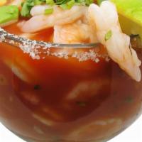 Shrimp Cocktail · Fresh shrimp served in a zesty tomato sauce, pico de gallo and lime juice. Topped with fresh...