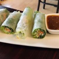 А3.   Fresh Roll · Carrots, cucumber, cilantro, lettuce, bean sprout, noodle choice of chicken or vegetable or ...