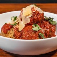House Made Meatballs · Five all-beef meatballs with marinara and Parmesan.