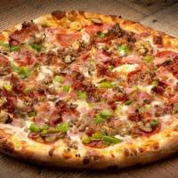 Nona'S Super Pizza · Cheese, Pepperoni, Mushrooms, Green Peppers & Onions