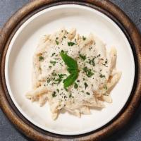 I'M Not Alfredo (Spaghetti) · Spaghetti pasta cooked in creamy white sauce topped with parmesan.