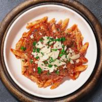 A Beef Goodbye Pasta (Penne) · Ground beef cooked in classic flavorful marinara sauce and served with Penne.