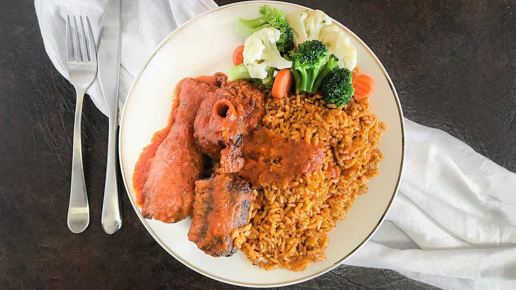Jollof Rice · Chose your choice of soup
and meat choice in Notes
