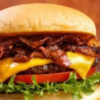 Yankee Bacon Cheeseburger · 1/2 pound burger, American cheese, bacon, lettuce, tomato, uptown sauce on a brioche bun.